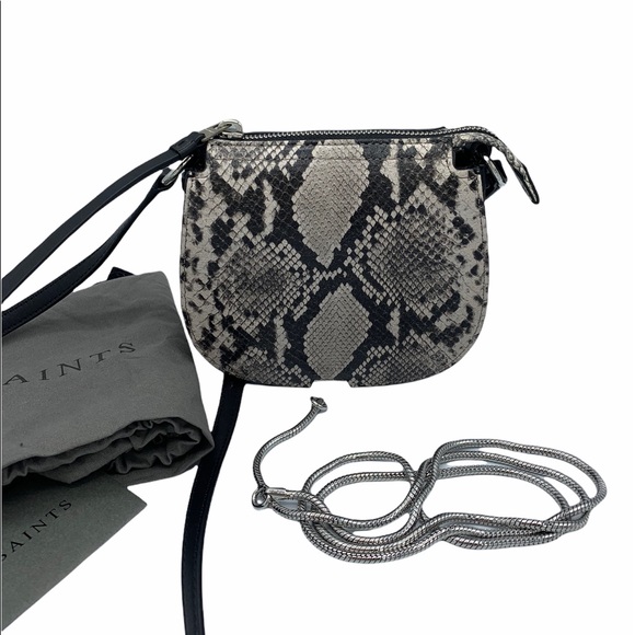 AllSaints Small Ely Leather Embossed Snakeskin Bag - Picture 15 of 15